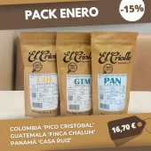 Pack enero, con 3 cafés de origen. Todos ellos americanos.